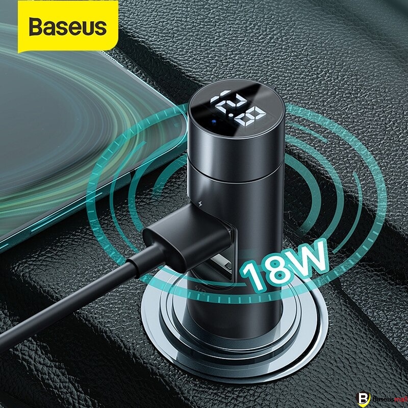 Baseus -BaseusMall VN Tẩu sạc nhanh 18W tích hợp Bluetooh MP3 Baseus Energy Column Car Wireless MP3 Charger