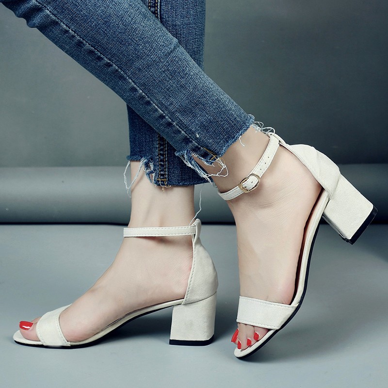 Giày nữ IELGY có gót hở ngón đơn giản thanh lịch thời trang Hàn Quốc