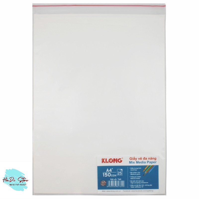 [HADI] KLONG Giấy vẽ 150GSM cao cấp size A4 - 25 tờ (MS:769)