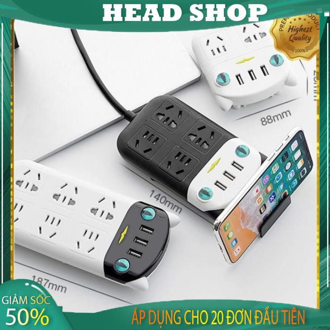 Ổ cắm điện 6 ổ cắm tích hợp 3 cổng USB mèo dễ thương sạc điện thoại (Gía sỉ ) HEAD SHOP