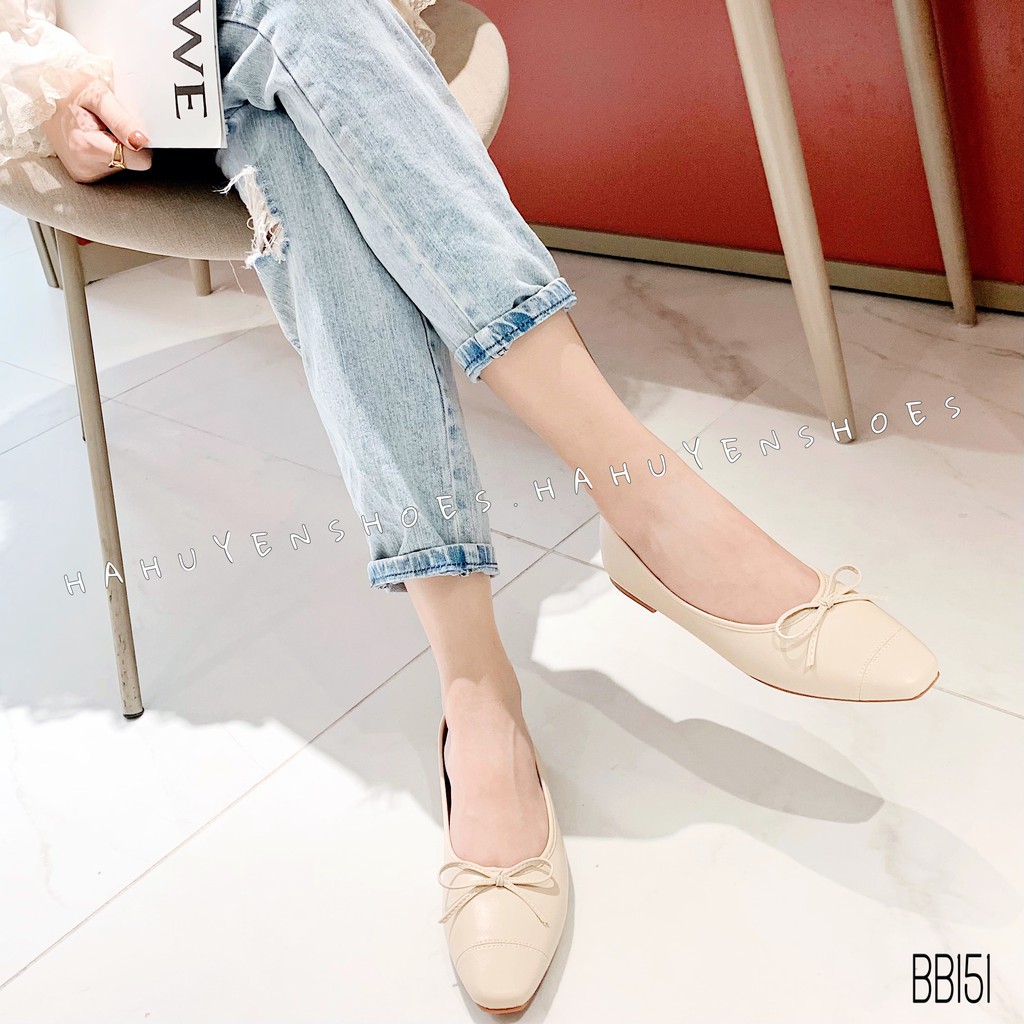 Bệt nữ HHS da mũi vá nơ dây Hà Huyền Shoes - BB151