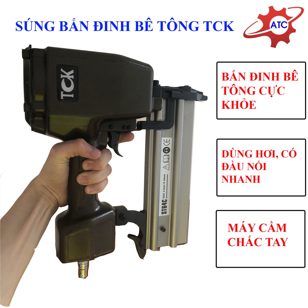 Máy Bắn đinh Bê Tông 6,4cm Dùng hơi- Máy bắn đinh cực khỏe thương hiệu TCK Đức