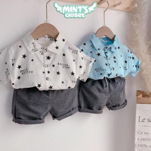Áo sơ mi cộc tay ngôi sao kèm quần thun bé trai size 1 - 4 tuổi MINTSCLOSET Mint's Closet - TN3040