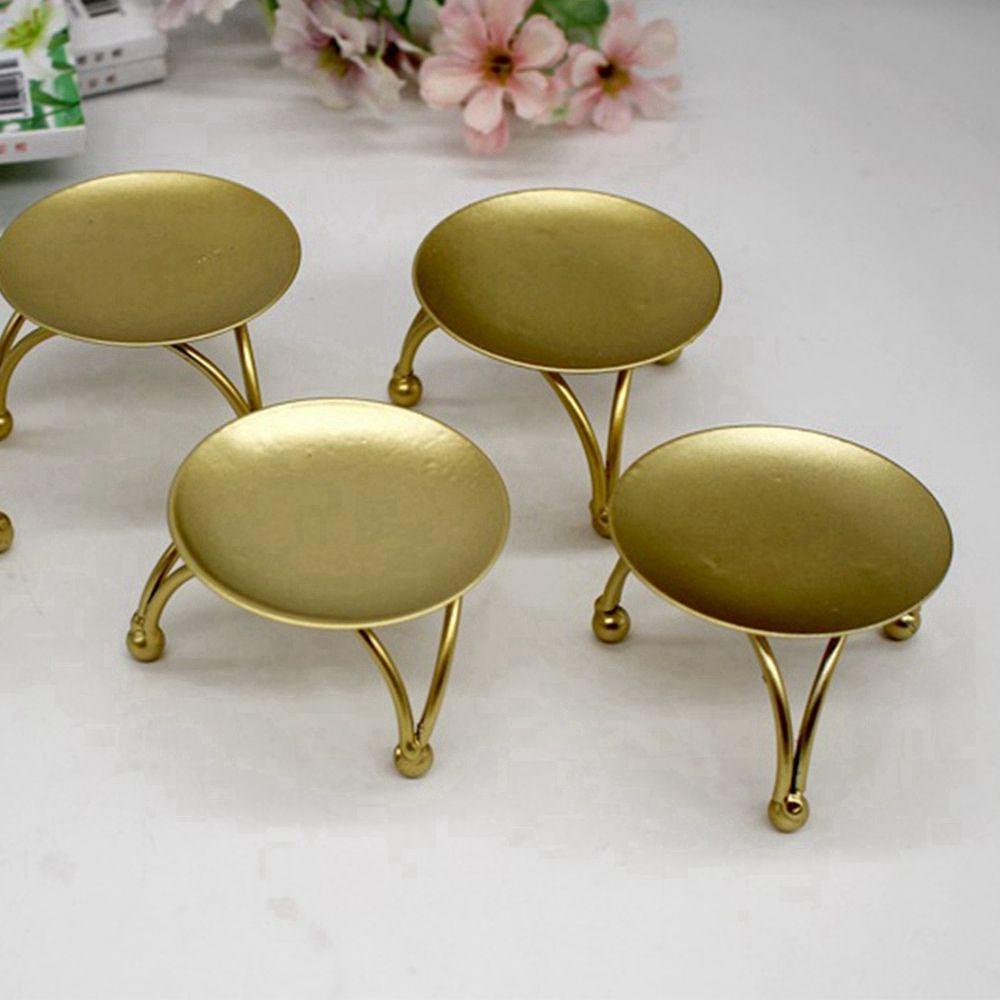 Chân Nến Hình Tròn Nhỏ Bằng Sắt Màu Ngà Trang Trí Nhà Cửa / Tiệc Cưới