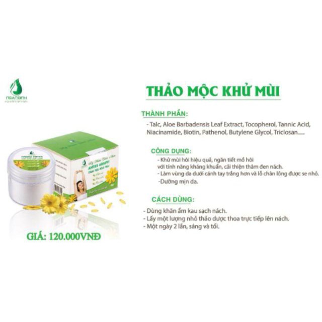 Xả lỗ _ Thảo mộc khử mùi hôi nách, hôi chân ngân bình