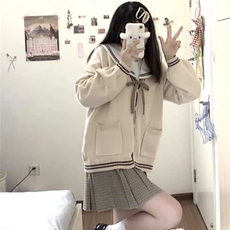Áo Cardigan Dài Tay Thu Đông Student kèm hình thật