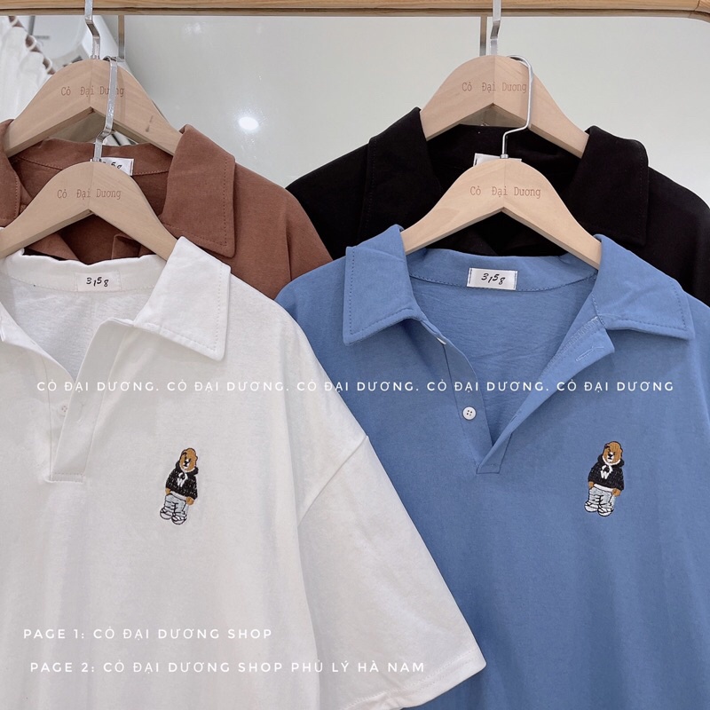 Áo polo thêu gấu