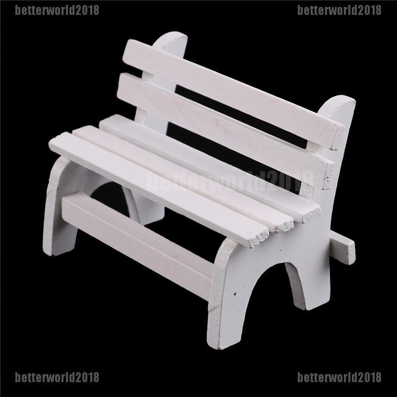 Mô Hình Bàn Ghế Công Viên Bằng Gỗ Màu Trắng Kích Thước 11X5X7Cm Dùng Trang Trí