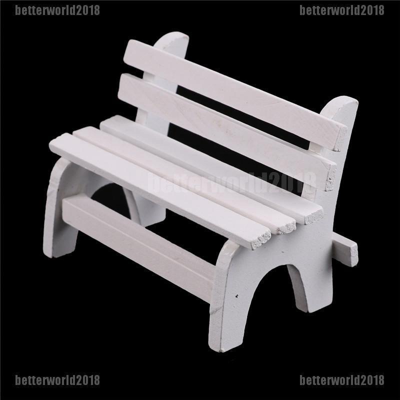 Mô Hình Bàn Ghế Công Viên Bằng Gỗ Màu Trắng Kích Thước 11X5X7Cm Dùng Trang Trí
