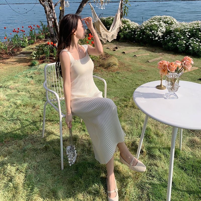 Đầm Dệt Kim Cổ Vuông Không Tay Quyến Rũ Thời Trang Mùa Hè Mới