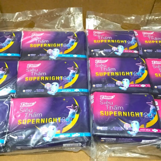 Băng Vệ Sinh Diana Super Night 35Cm/29Cm Có Cánh Ban Đêm
