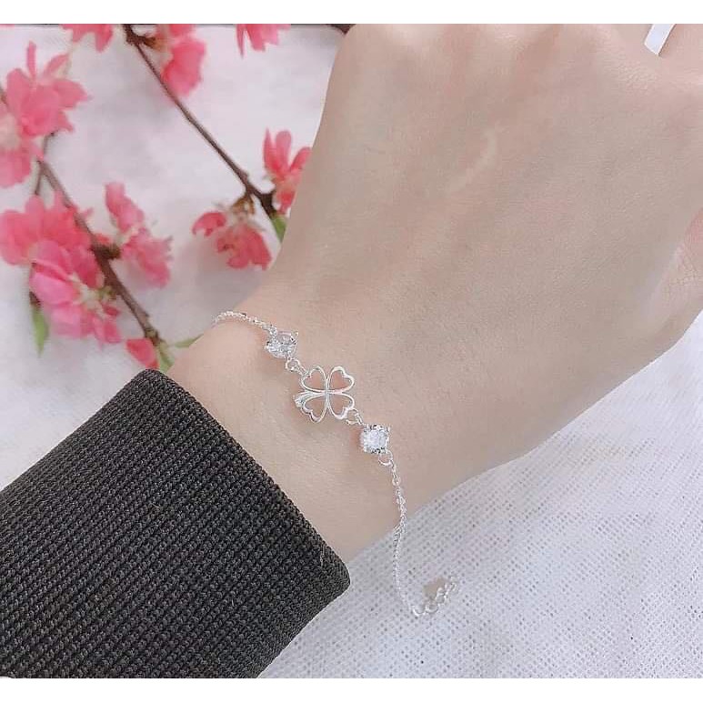 Lắc tay cỏ 4 lá thủng bạc ta không han gỉ, lắc tay cỏ 4 lá cầu may mắn bình an | BigBuy360 - bigbuy360.vn