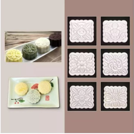 Khuôn trung thu nhấn lò xo 6 mặt vuông 150gr - 180gr