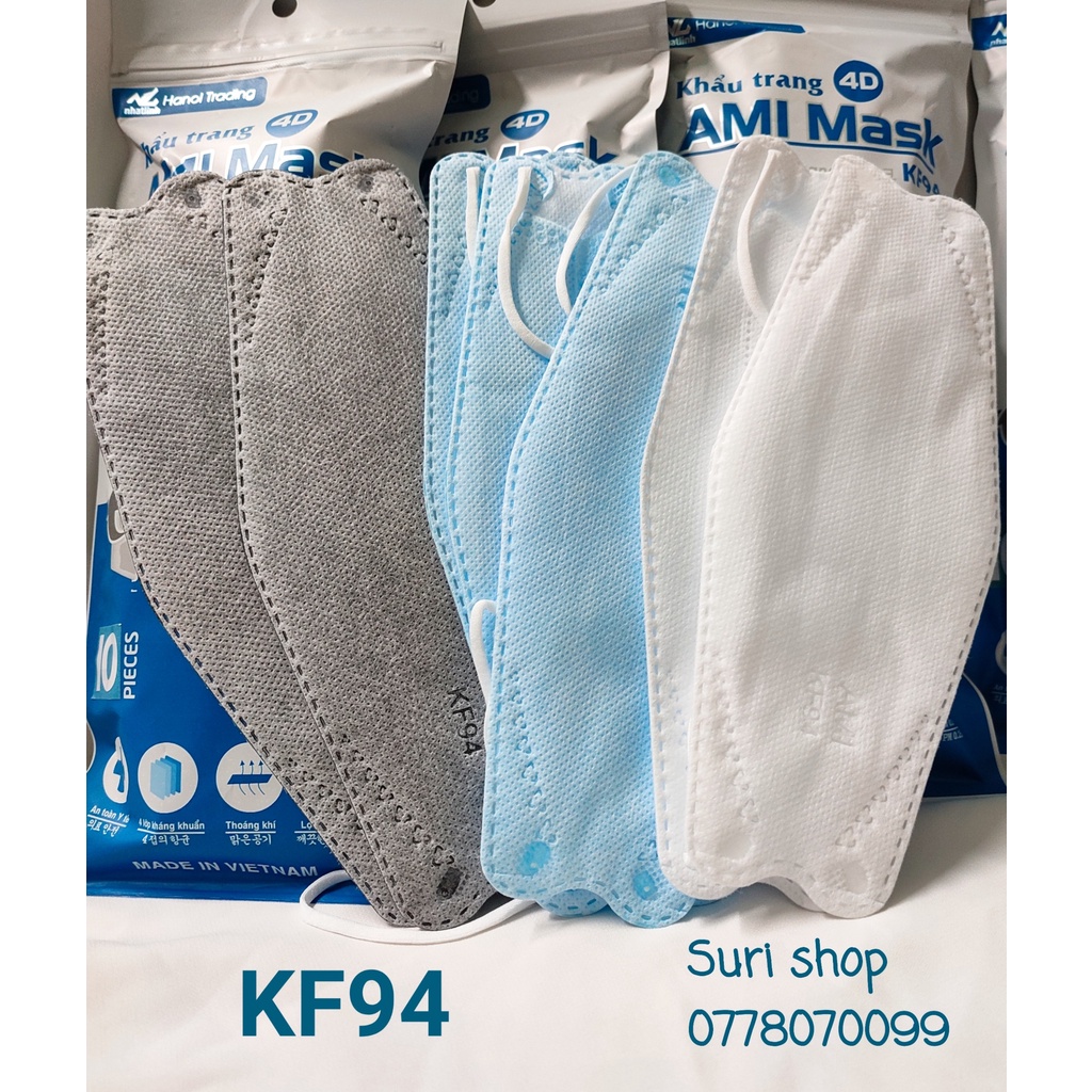 Khẩu trang KF94 4D kháng khuẩn AMI chính hãng túi 10 cái