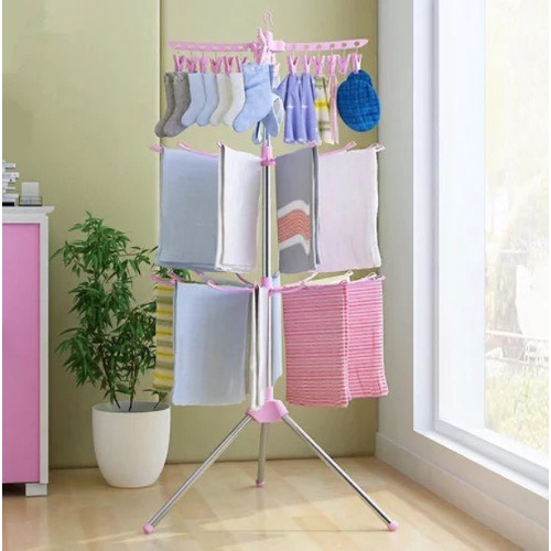 [HOT HIT]Giàn Phơi Quần Áo Cho Bé 360 Độ Gồm Giá Phơi Và 20 Kẹp gấp gọn