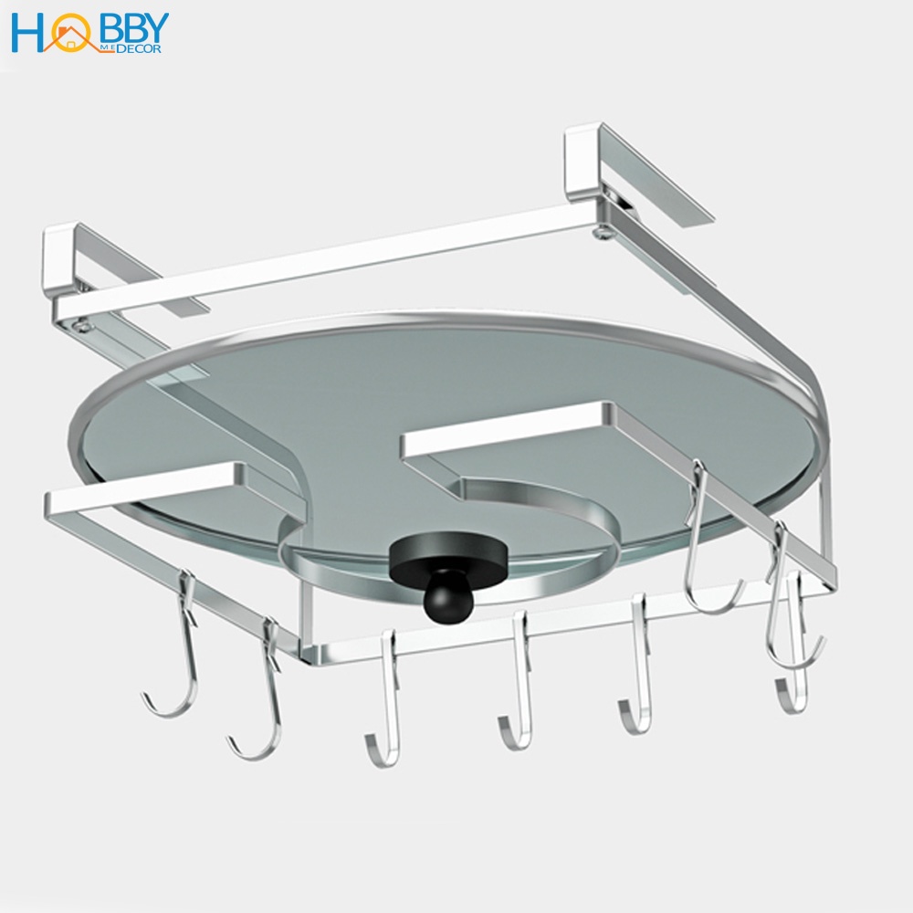 Giá treo nắp vung, thớt gắn vào thành tủ bếp tiện dụng Hobby Home Decor NVTT - kèm 8 móc treo đồ chuẩn Inox 304