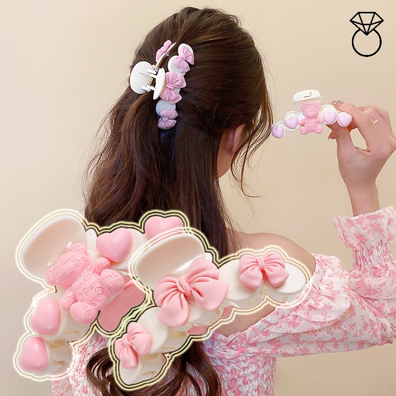 Kẹp Tóc Hình Nơ/Gấu Hồng Ngọt Ngào Thanh Lịch Cho Nữ