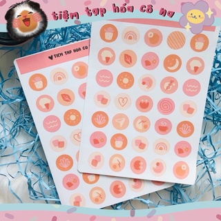 Sticker/decal dán �Coral Pink - hồng cam/ trang trí sổ,bullet journal,craft book/dán thiệp -tiemtaphoacona