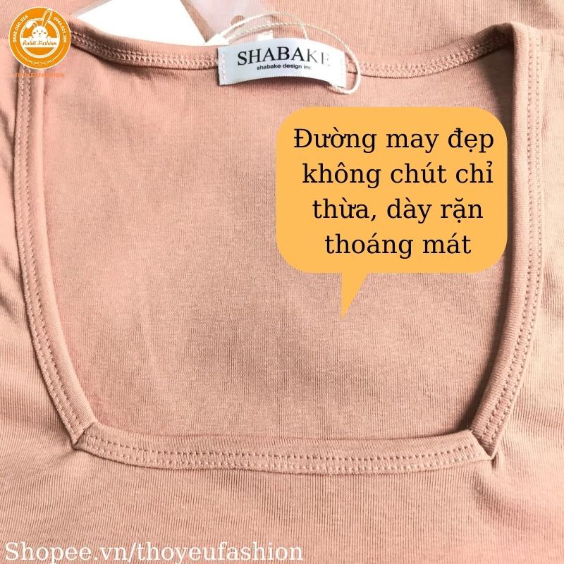 Áo kiểu cổ vuông dáng ôm, Áo thun kiểu cổ U cộc tay tôn dáng M2211 - thoyeufashion