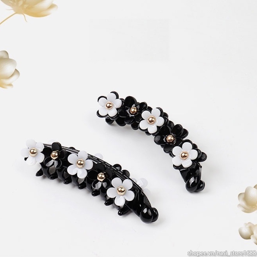 Kẹp tóc nữ Hàn Quốc gắn hoa xinh xắn dễ thương - kẹp dọc - NASI Store