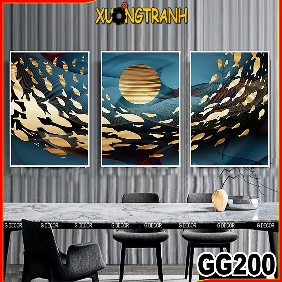 Tranh treo tường canvas 3 bức phong cách Bắc Âu 200, tranh phong cảnh trang trí phòng khách, phòng ngủ, phòng ăn,spa