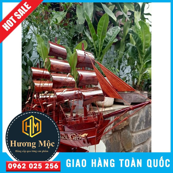 [ GỖ CẨM LAI] Thuyền THUẬN BUỒM XUÔI GIÓ Dài 55cm