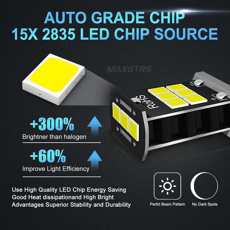 2 Đèn LED MAXGTRS T15 W16W màu hổ phách/ trắng để làm đèn lùi/ đèn dự phòng/ đèn xi nhan/ đèn phanh/ đèn sương mù