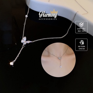Dây chuyền bạc s925 cao cấp, vòng cổ bạc hồ điệp đính đá VC98 trang sức bạc Harmony