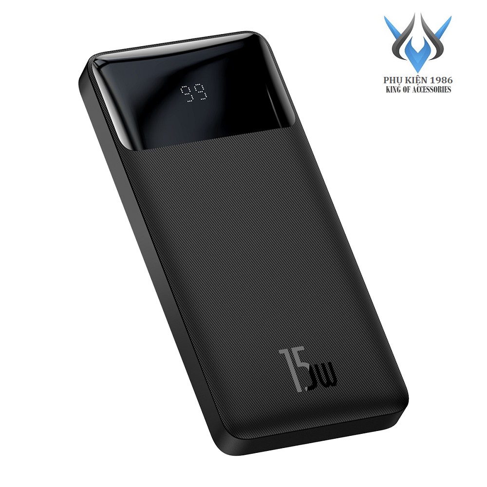 Pin dự phòng sạc Baseus Bipow 10000mAh sạc nhanh 15W, màn hình LCD (Đen) - Phụ Kiện 1986