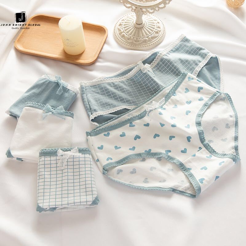 Quần lót cotton JKG họa tiết in đính nơ xinh xắn dành cho bạn gái