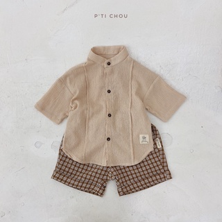 Áo sơmi bé trai cổ tàu P'ti Chou