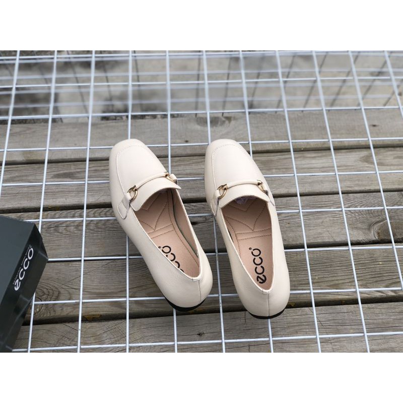 Giày loafer nữ da thật mũi vuông gắn quai ngang ecco