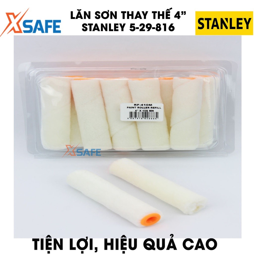 Lăn sơn thay thế 4inch/10cm STANLEY 5-29-816 bộ 10 cái Lăn sơn Stanley vải bông mềm mịn, dễ dàng tháo lắp - XSAFE