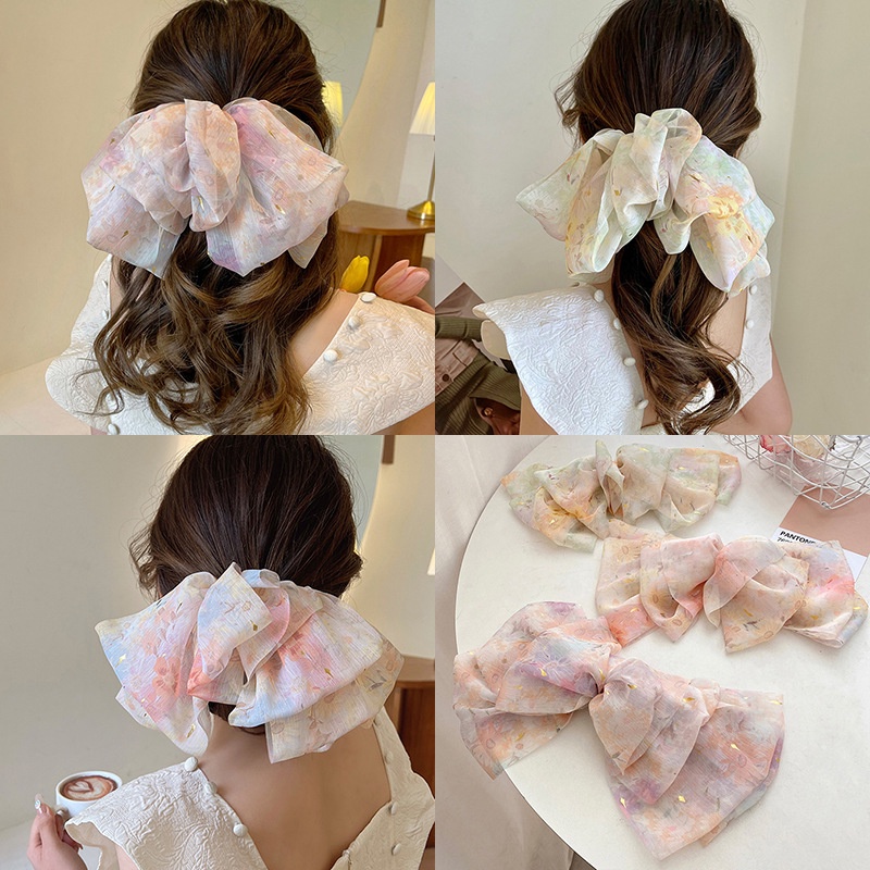 Kẹp Tóc Vải Chiffon Thắt Nơ Lưng Phong Cách Hàn Quốc 2022 Dành Cho Nữ