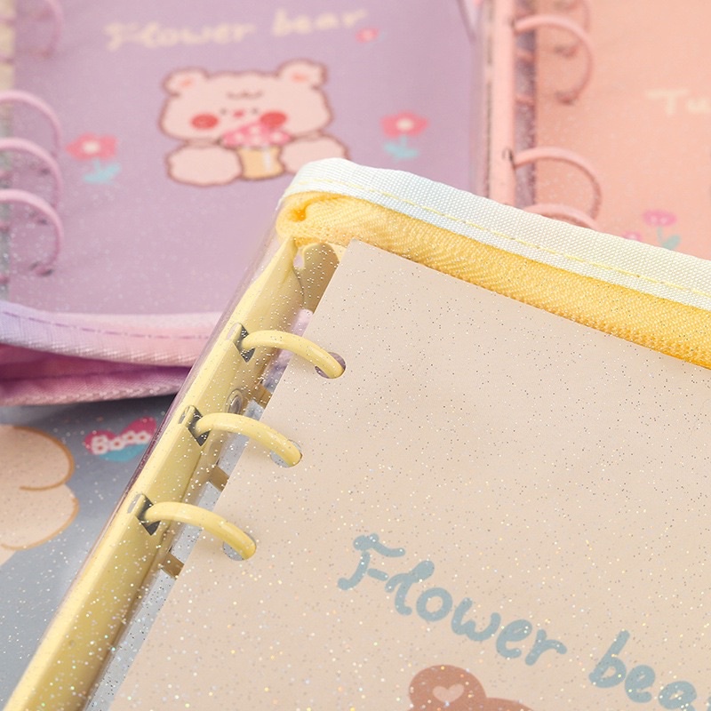SỔ BINDER KHÓA KÉO A5 Glitter cuốn sổ planner ghi chép