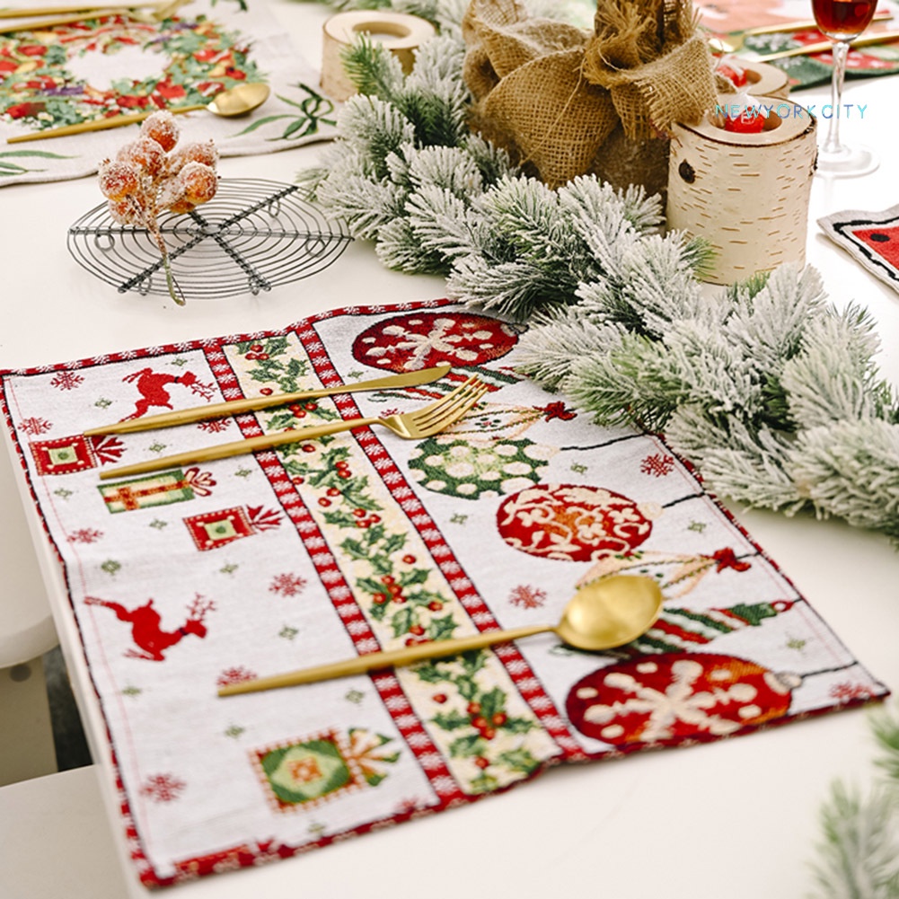 Tấm Lót Bàn Ăn Bằng Vải Nhiều Màu Sắc Sáng Tạo Trang Trí Giáng Sinh