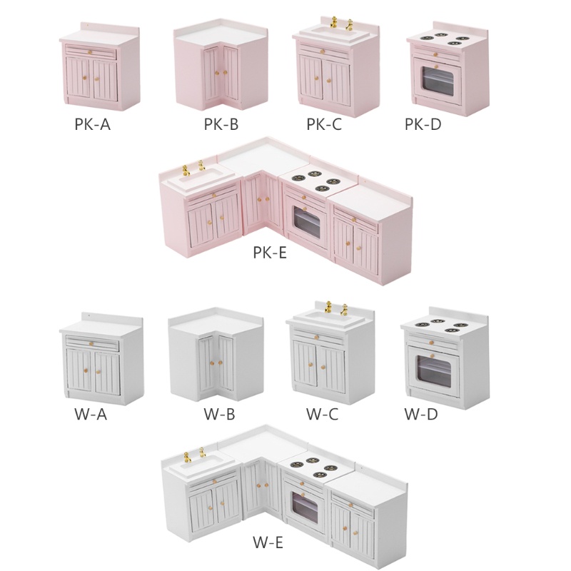 Bộ Mô Hình Tủ Bếp Mini Tỉ Lệ 1 / 12 Dùng Trang Trí Nhà Búp Bê