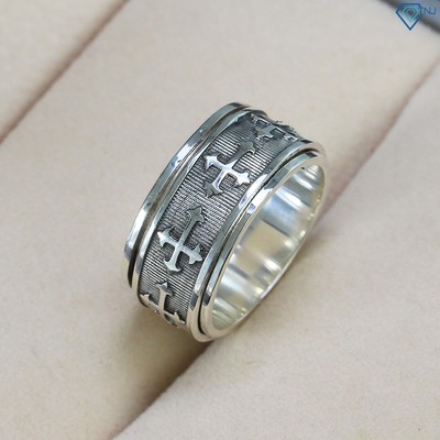Nhẫn nam bạc 925 thánh giá xoay cá tính xi bạc thái NNA0308 - Trang sức TNJ