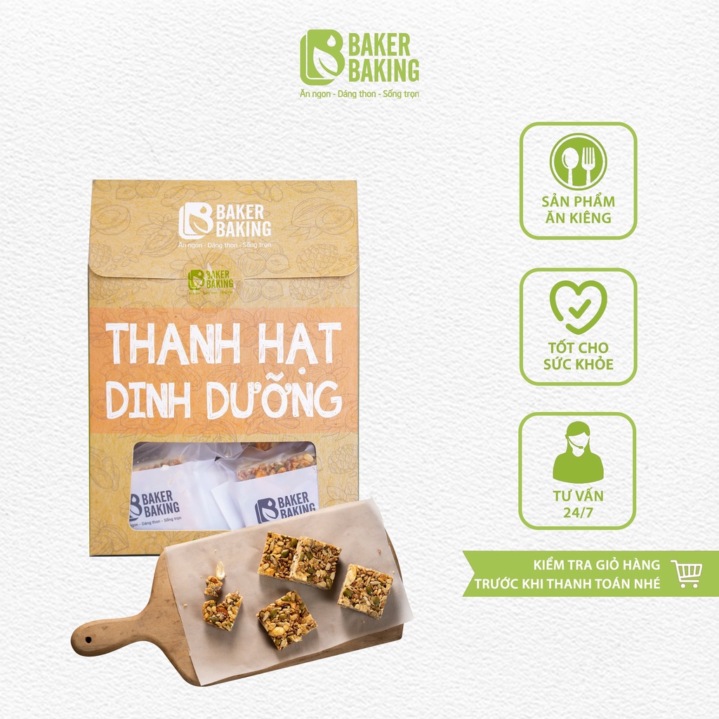 Thanh hạt dinh dưỡng Baker Baking, thanh bar năng lượng energy cho người tăng cơ, tập luyện, giảm cân