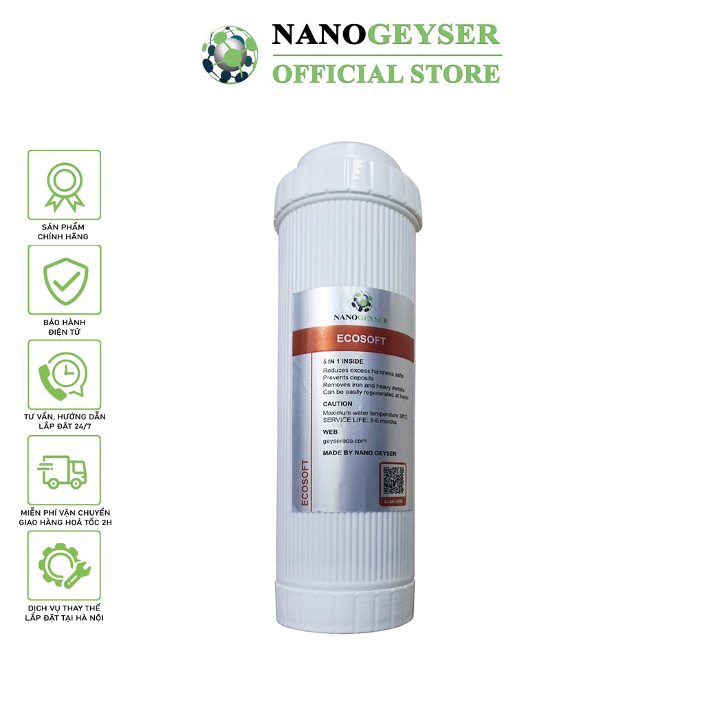 Lõi Ecosoft Nano Geyser, Lõi lọc nước số 1 dùng cho máy Geyser Eco Max, Ecotar 5, Ecotar 8...