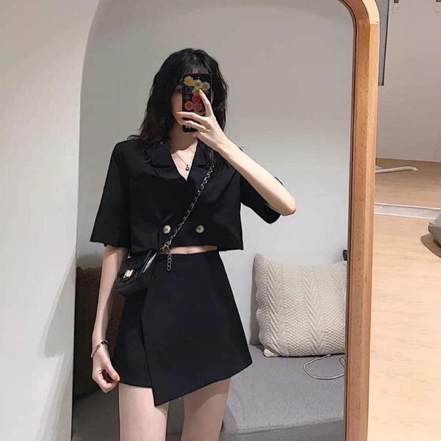 sét áo croptop+ chan váy đắp chéo bigsize 55kg-90kg