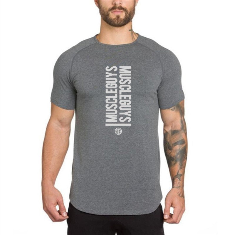 Áo Thun Cotton Raglan Cổ Tròn Thoáng Khí Định Hình Cơ Thể Cho Nam