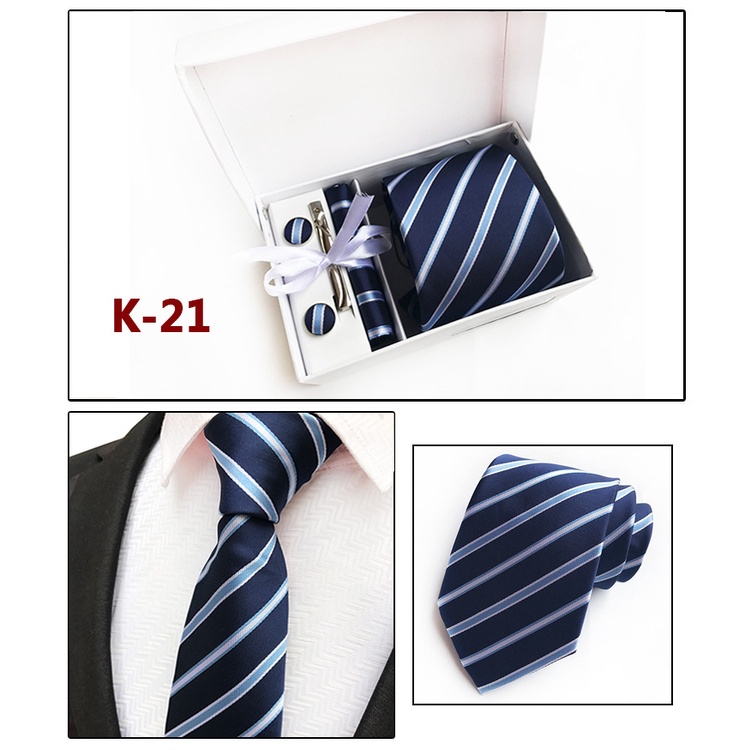 Bộ Cà Vạt + Khăn Quàng Cổ + Túi Xách Hình Vuông Nhỏ 8cm Thời Trang Cho Nam