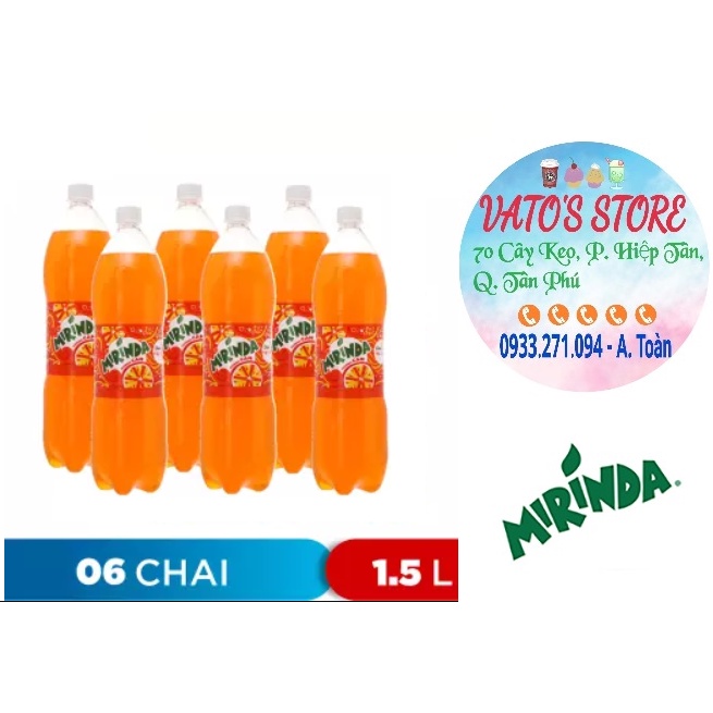Thùng 12 chai Nước ngọt MIRINDA cam chai 1.5 lít / Lốc 6 chai Nước ngọt MIRINDA cam chai 1.5 lít