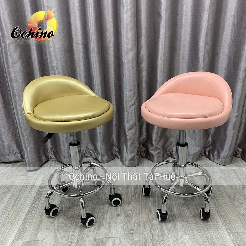 Ghế Cắt Tóc Cho Thợ Chính Cao Cấp, Ghế Xoay Spa Cao Cấp Có Bánh Xe Mẫu Tựa Thấp Dành Cho Phun Săm, Nối Mi, Cắt Tốc Và Gộ