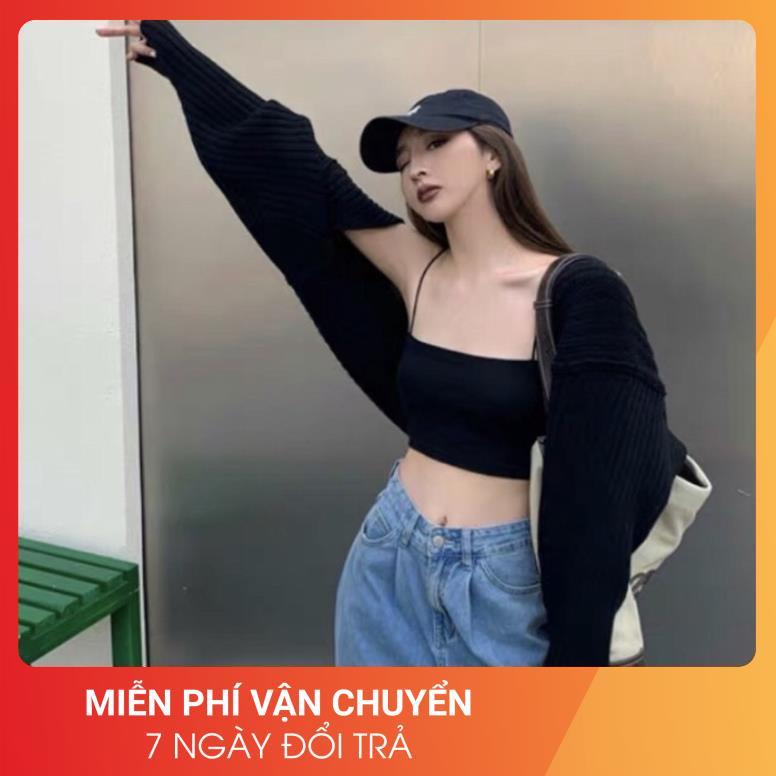 Set Áo 2 Dây Kèm Áo Tay Bồng Len Tăm Mịn [FREESHIP] Set áo món 24 April Nũ siêu HOT | BigBuy360 - bigbuy360.vn