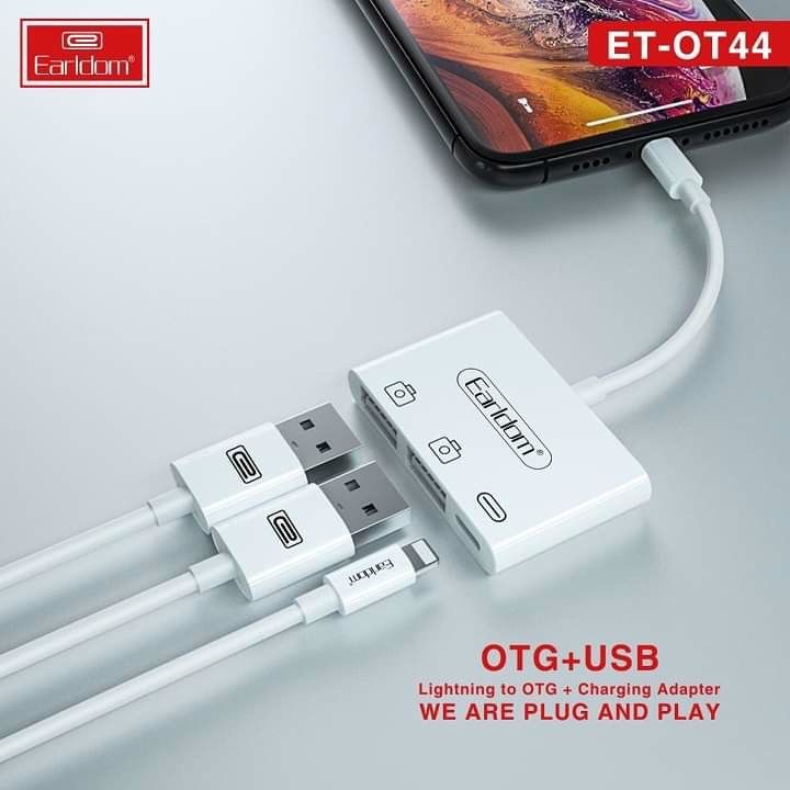 Cáp OTG Dành Cho iPhone, iPad Earldom OT44 - Hỗ Trợ Cắm Phím, Chuột, USB , Midi Controller - Hàng Chính Hãng