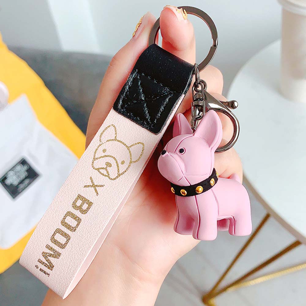 Móc Chìa Khóa Bằng Da Hình Chú Chó Dễ Thương Nhiều Màu Sắc Cho Nam Và Nữ