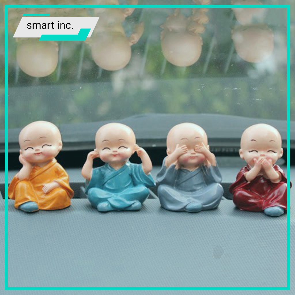 Bộ 4 Tượng Tứ Không Mini Bằng Sứ Tượng Chú Tiểu Hòa Thượng Để Bàn Xe Hơi