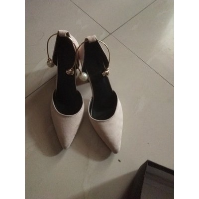 Giày cao gót nữ, quai cài, sexy, mũi nhọn, gót thô, chất nhung